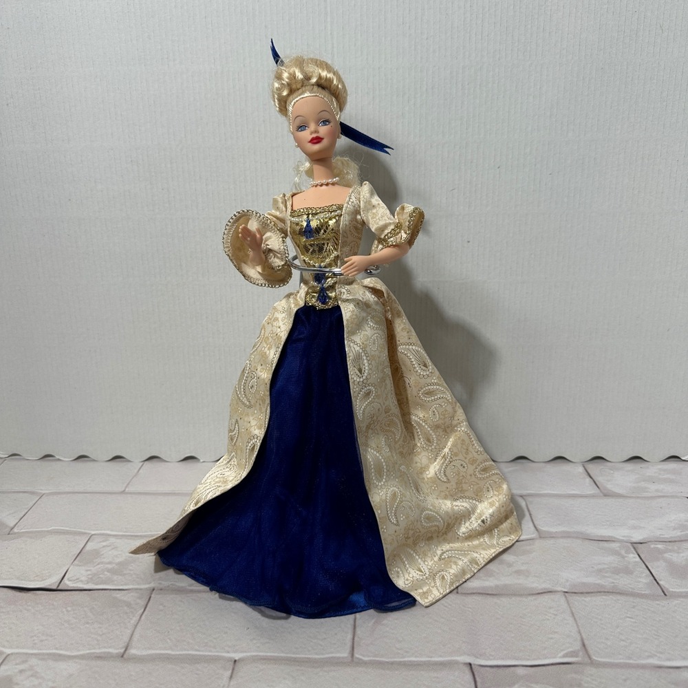 Mattel Barbie Doll Vintage‎ 1986 Head Mold Rococo Gold Navy Blue Gown